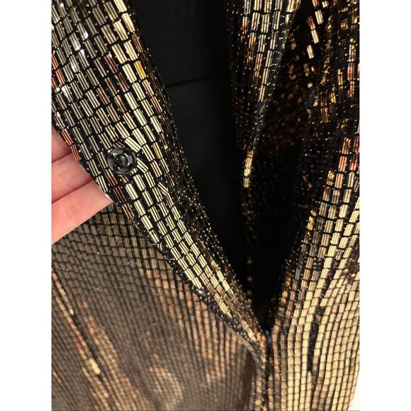 ZARA Gold Sequin Wrap Blazer Tuxedo Dress, XS $159 - Picture 13 of 13
